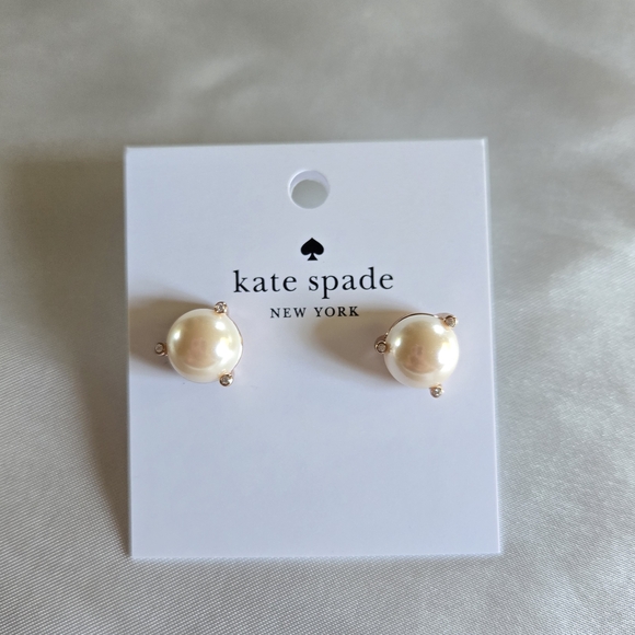 kate spade Jewelry - Kate Spade Rose Gold Pearl Stud Earrings NWT